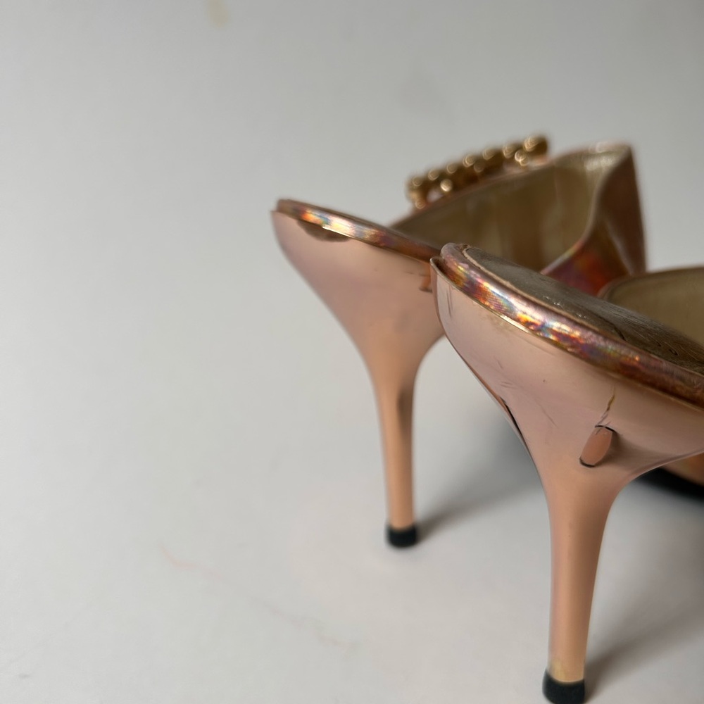 Roger Vivier Iridescent Pink Heels with Rhinestone Buckle - Picture 4 of 7